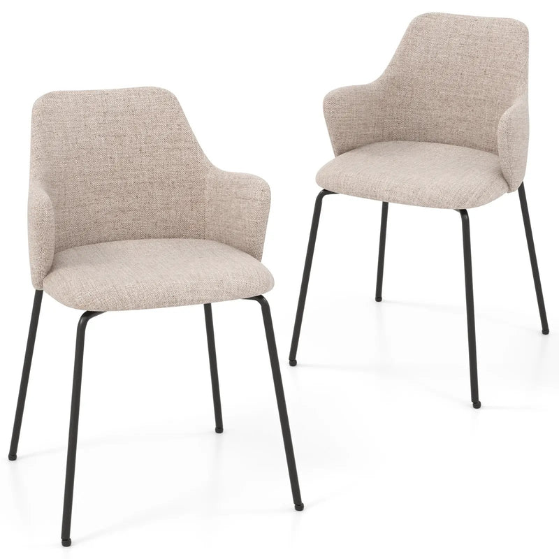 Dining Chairs Set of 2 with Curved Backrest Wide Seat and Armrests by DirectDeals