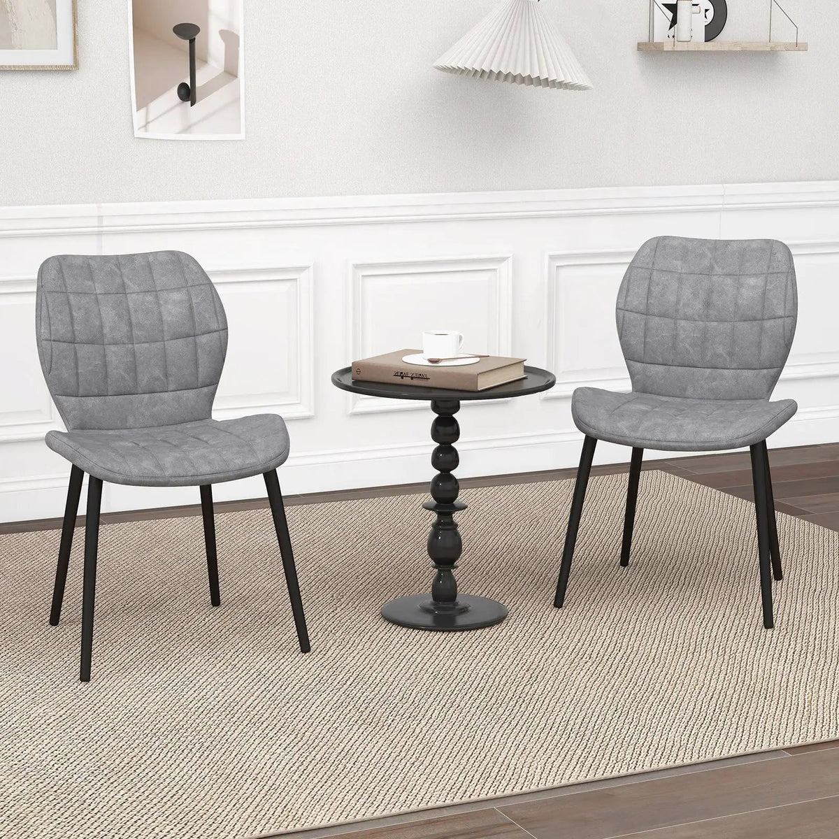 Dining Chairs Set of 2 with Padded Back Metal Legs and Adjustable Foot Pads by DirectDeals