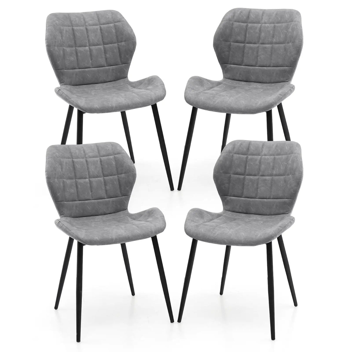 Dining Chairs Set of 2 with Padded Back Metal Legs and Adjustable Foot Pads by DirectDeals