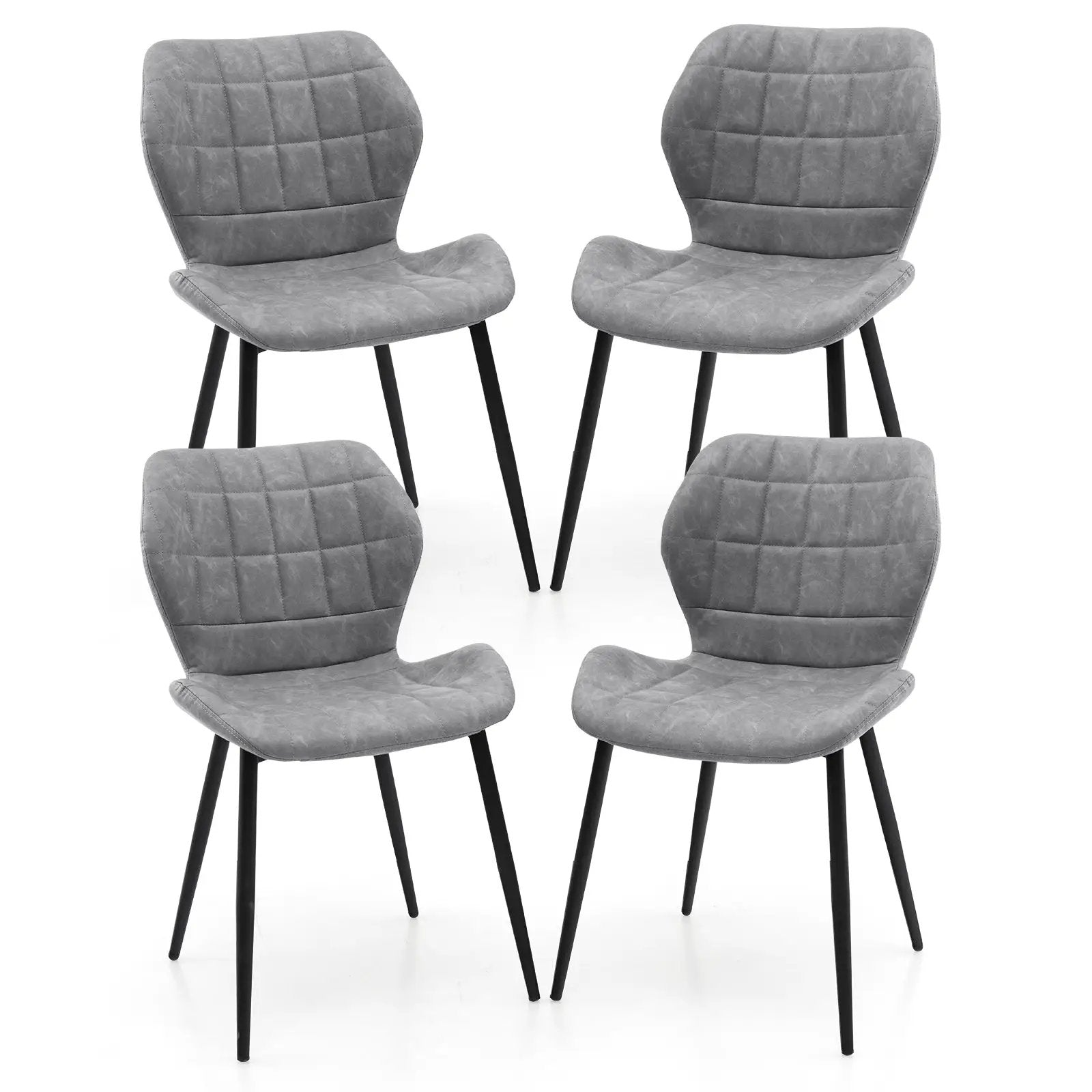 Dining Chairs Set of 2 with Padded Back Metal Legs and Adjustable Foot Pads by DirectDeals