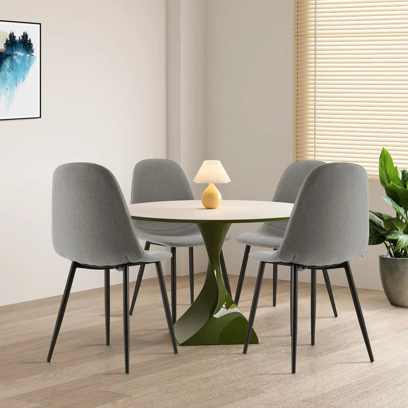 Dining Chairs Set of 4 with Black Metal Legs-Gray by DirectDeals