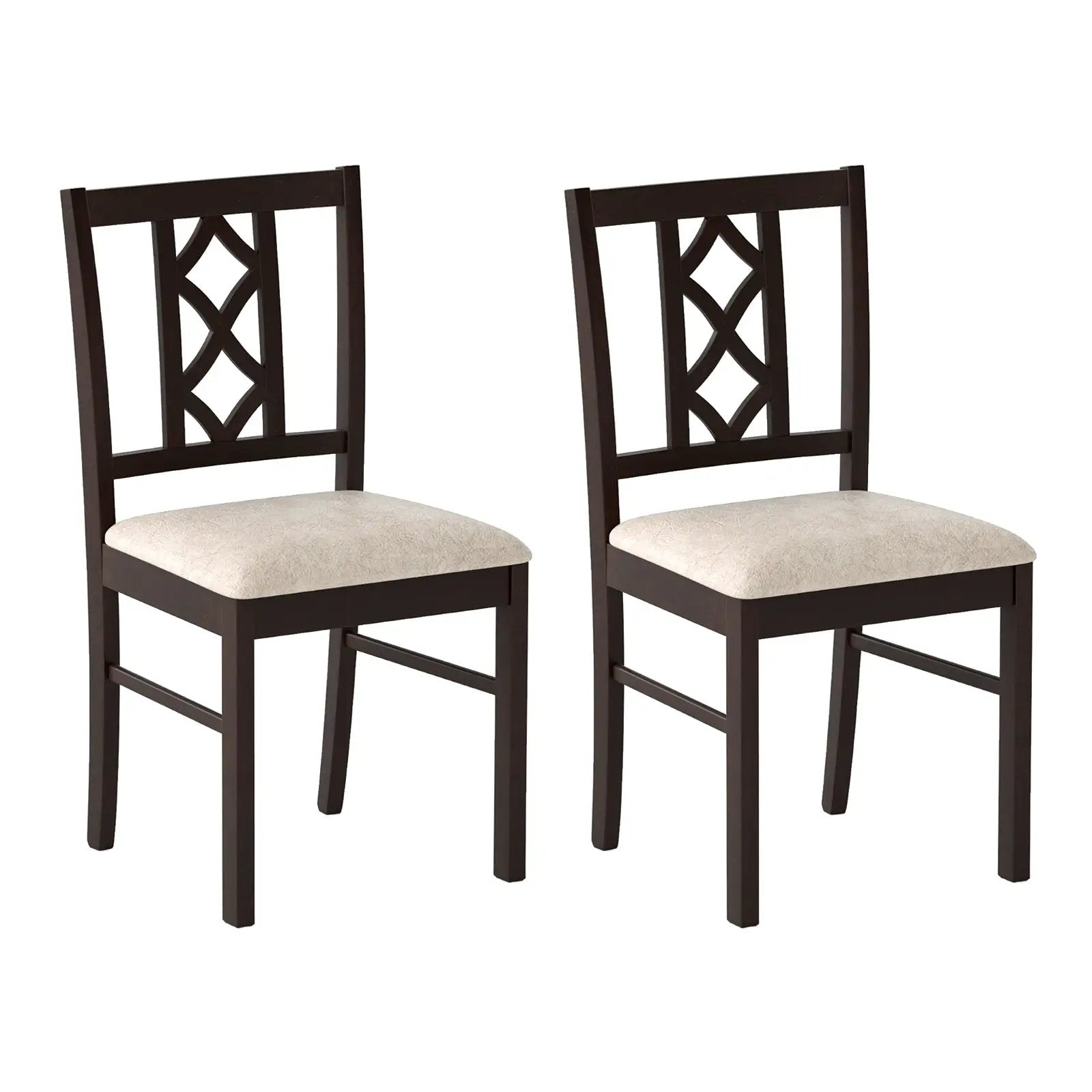 Dining Room Chairs Set of 2 Rubber Wood Dining Chairs with Hollowed Backrest-Brown by DirectDeals