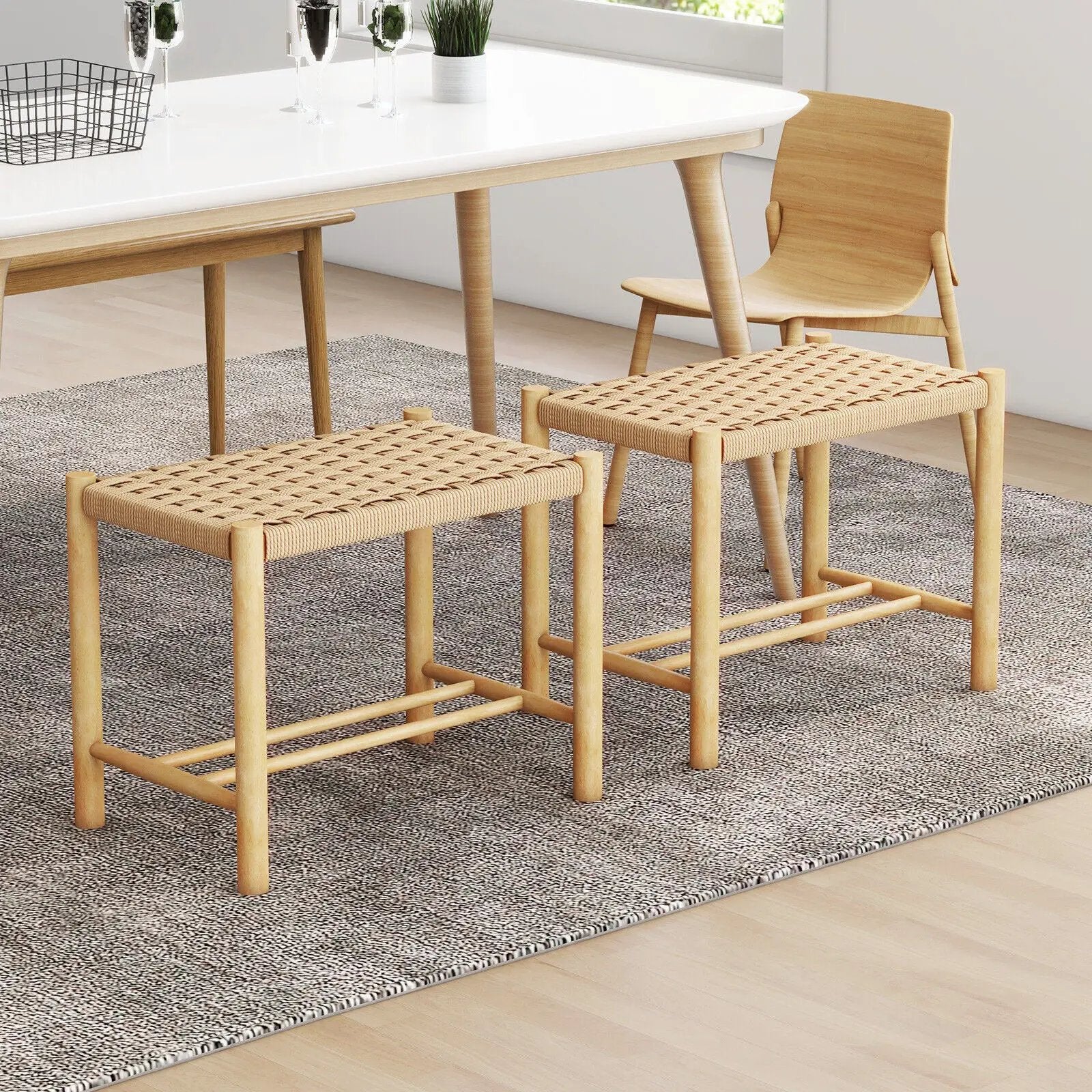 18 Inch Dining Stool Set of 2-Natural by DirectDeals