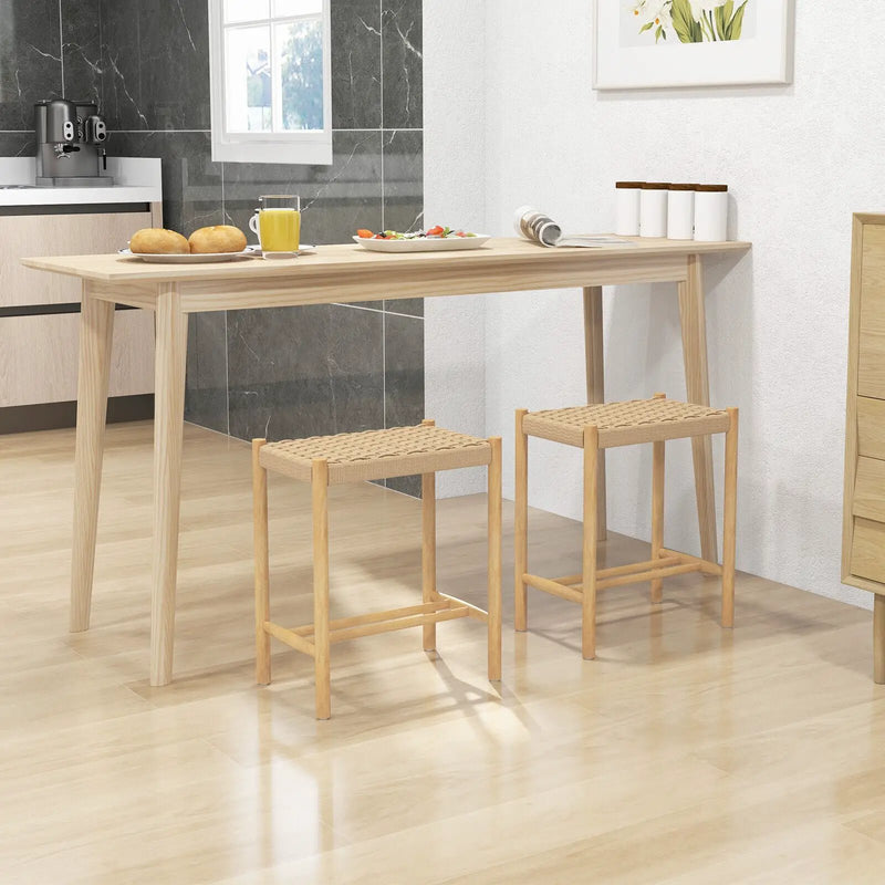 18 Inch Dining Stool Set of 2-Natural by DirectDeals