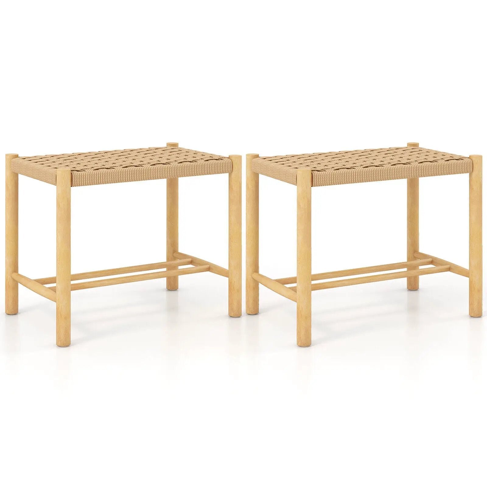 18 Inch Dining Stool Set of 2-Natural by DirectDeals