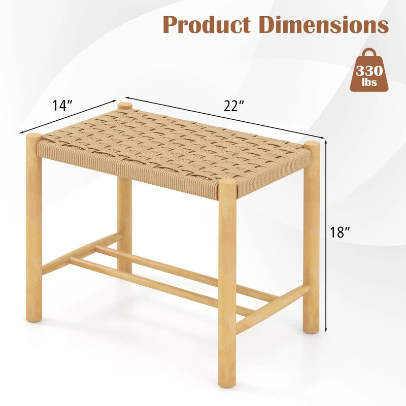 18 Inch Dining Stool Set of 2-Natural by DirectDeals