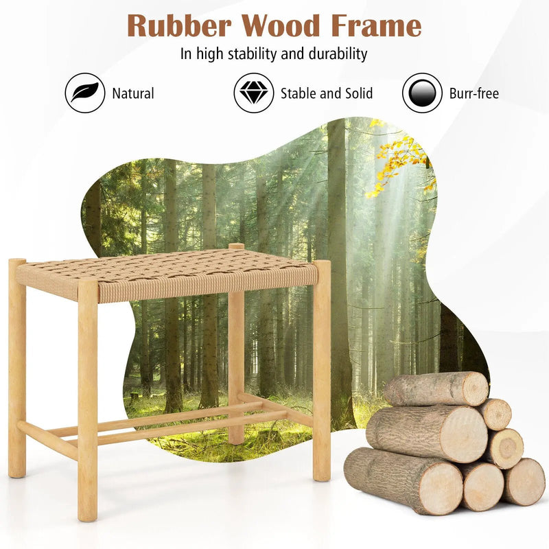18 Inch Dining Stool Set of 2-Natural by DirectDeals