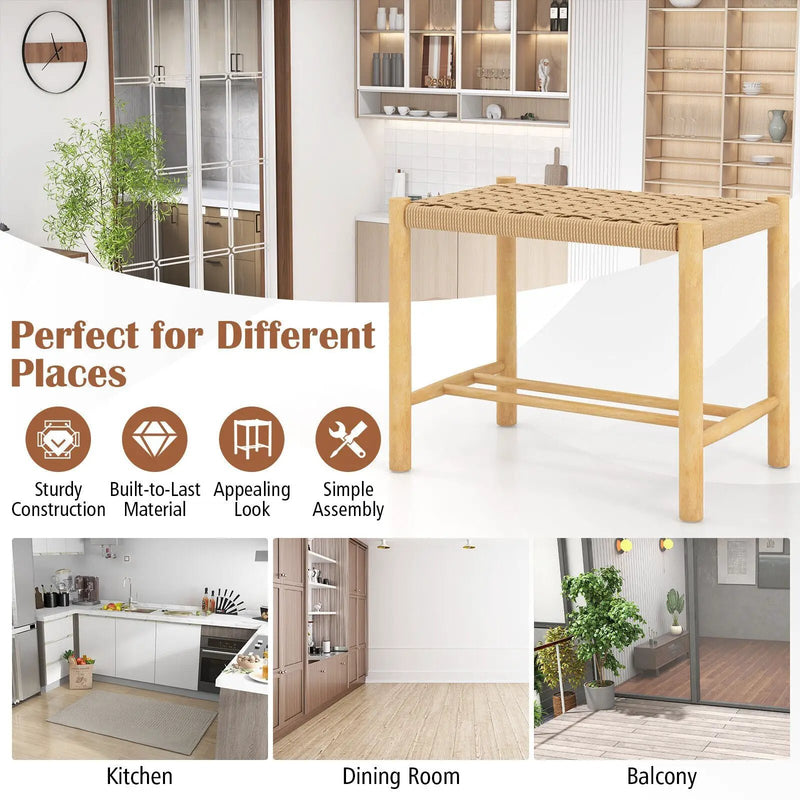 18 Inch Dining Stool Set of 2-Natural by DirectDeals