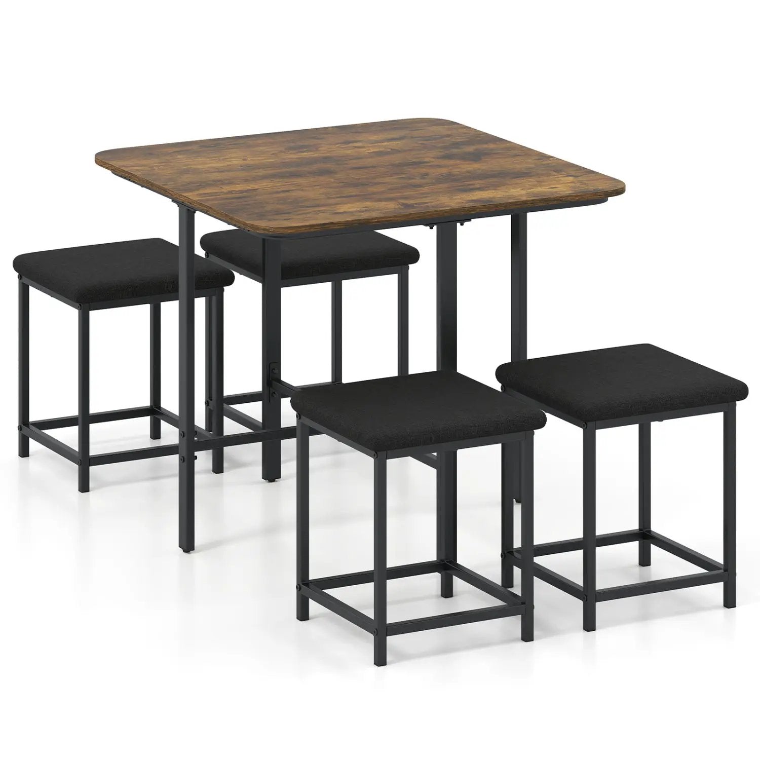 5-Piece Dining Table Set with 4 Upholstered Stools by DirectDeals
