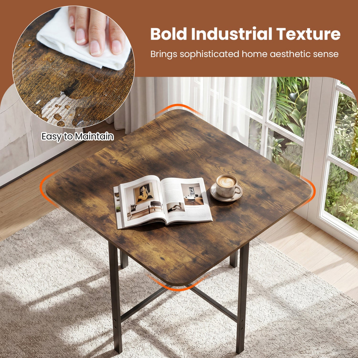 5-Piece Dining Table Set with 4 Upholstered Stools, photo 8 of 24