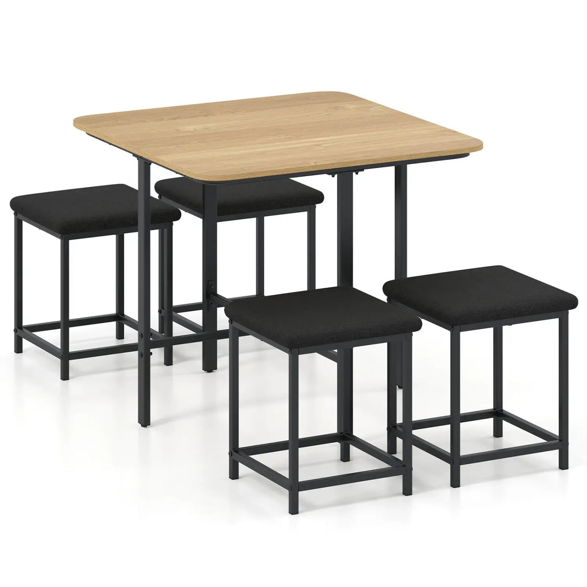 5-Piece Dining Table Set with 4 Upholstered Stools, photo 11 of 24
