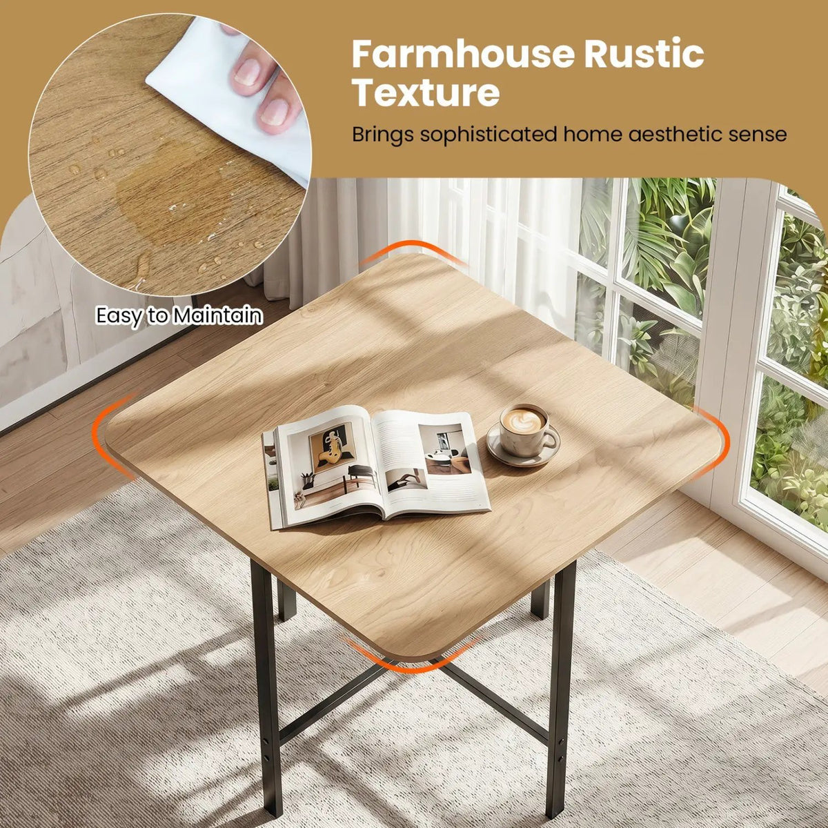 5-Piece Dining Table Set with 4 Upholstered Stools, photo 16 of 24