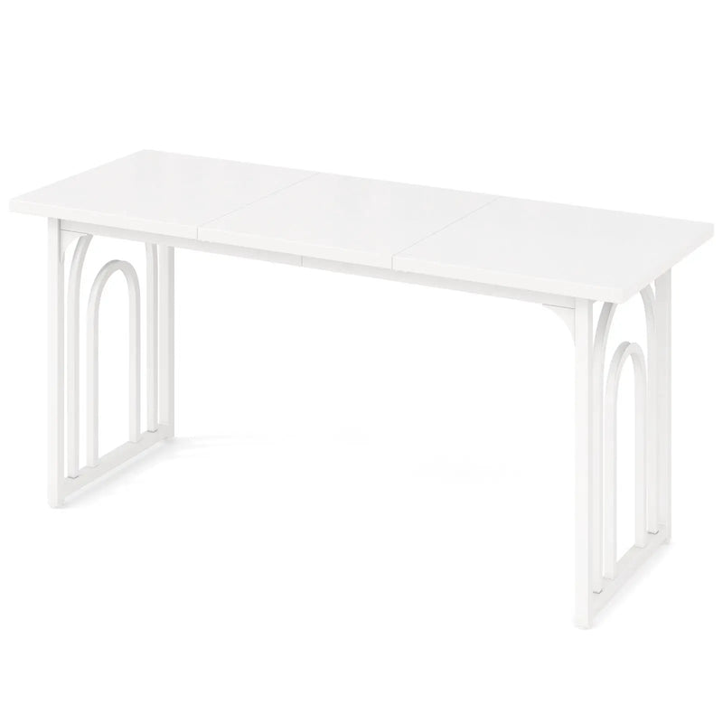 Dining Table for 6-8 People 63 Inch Rectangular Farmhouse Kitchen Table-White by DirectDeals