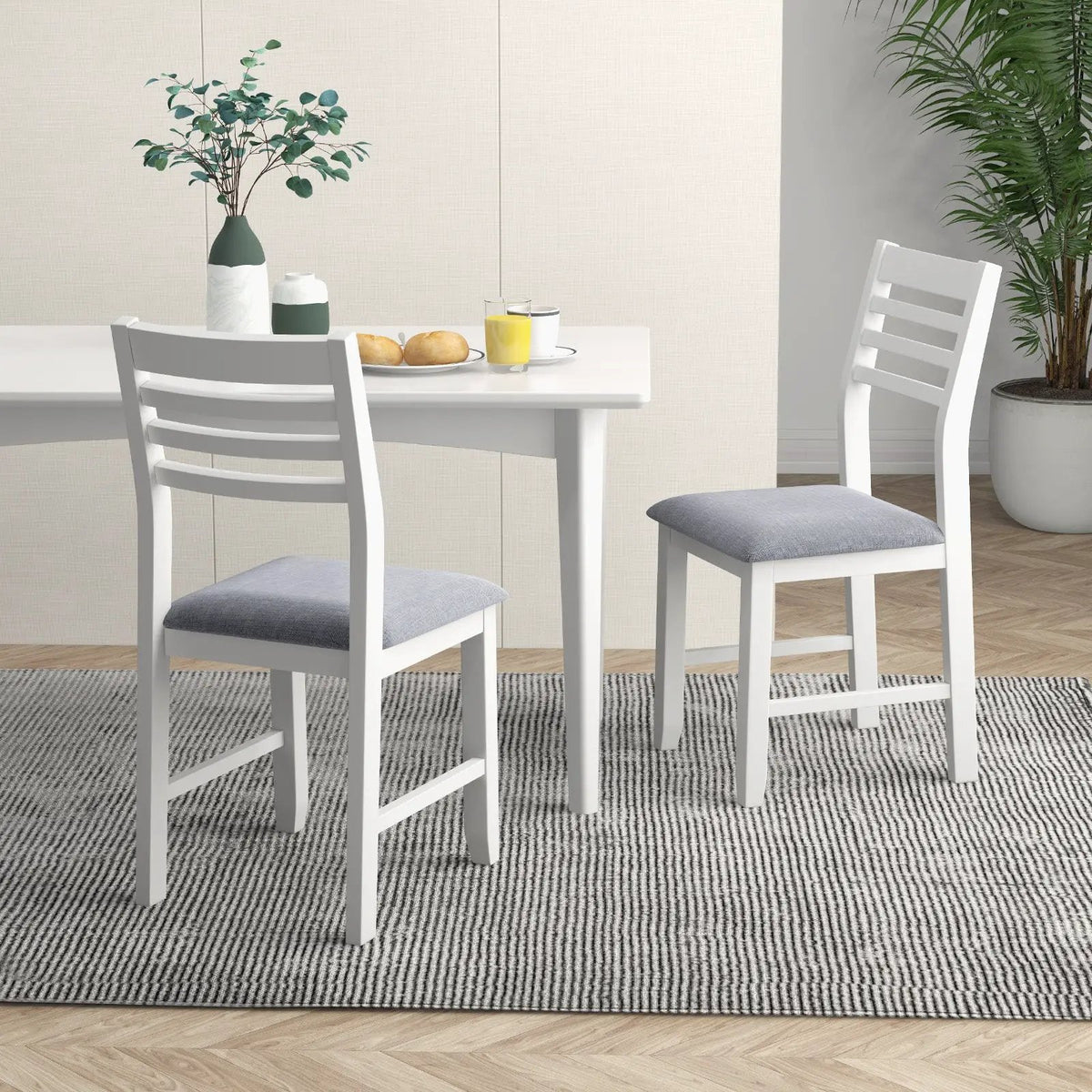 Wooden Dining Chair Set of 2 with Rubber Wood Frame and Padded Cushion by DirectDeals