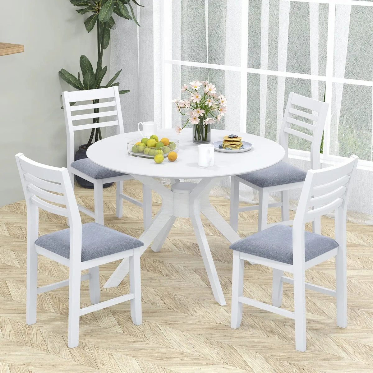Wooden Dining Chair Set of 2 with Rubber Wood Frame and Padded Cushion by DirectDeals