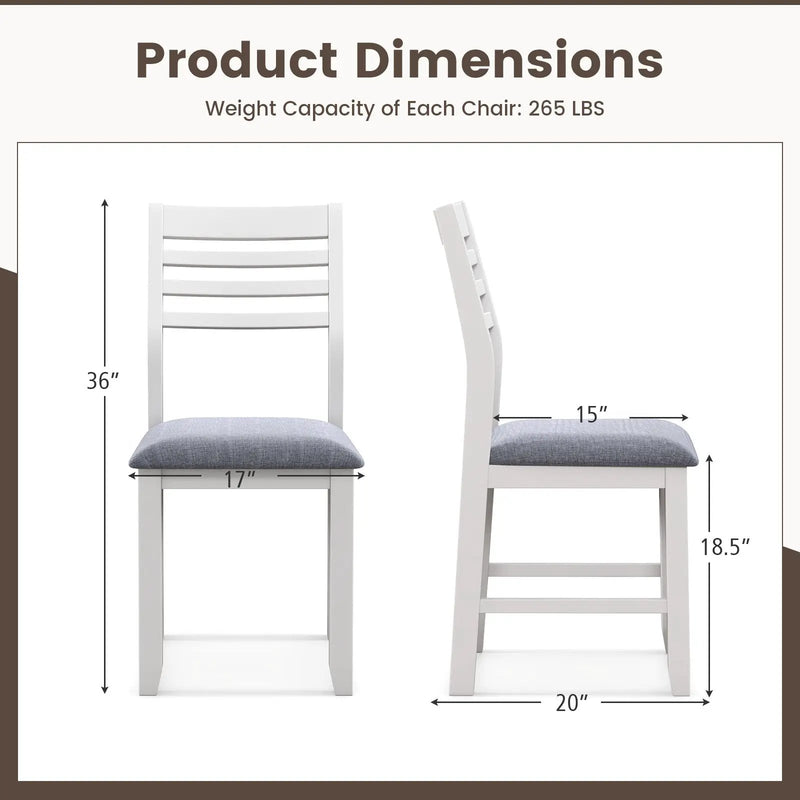 Wooden Dining Chair Set of 2 with Rubber Wood Frame and Padded Cushion by DirectDeals