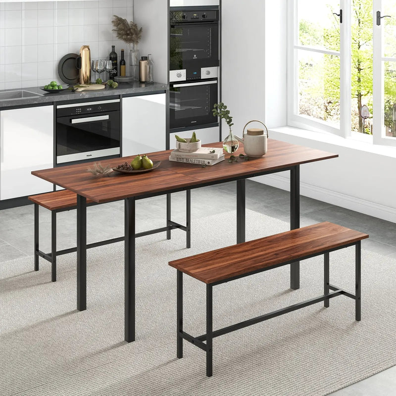 3-Piece Extendable Dining Table Set with 2 Benches by DirectDeals