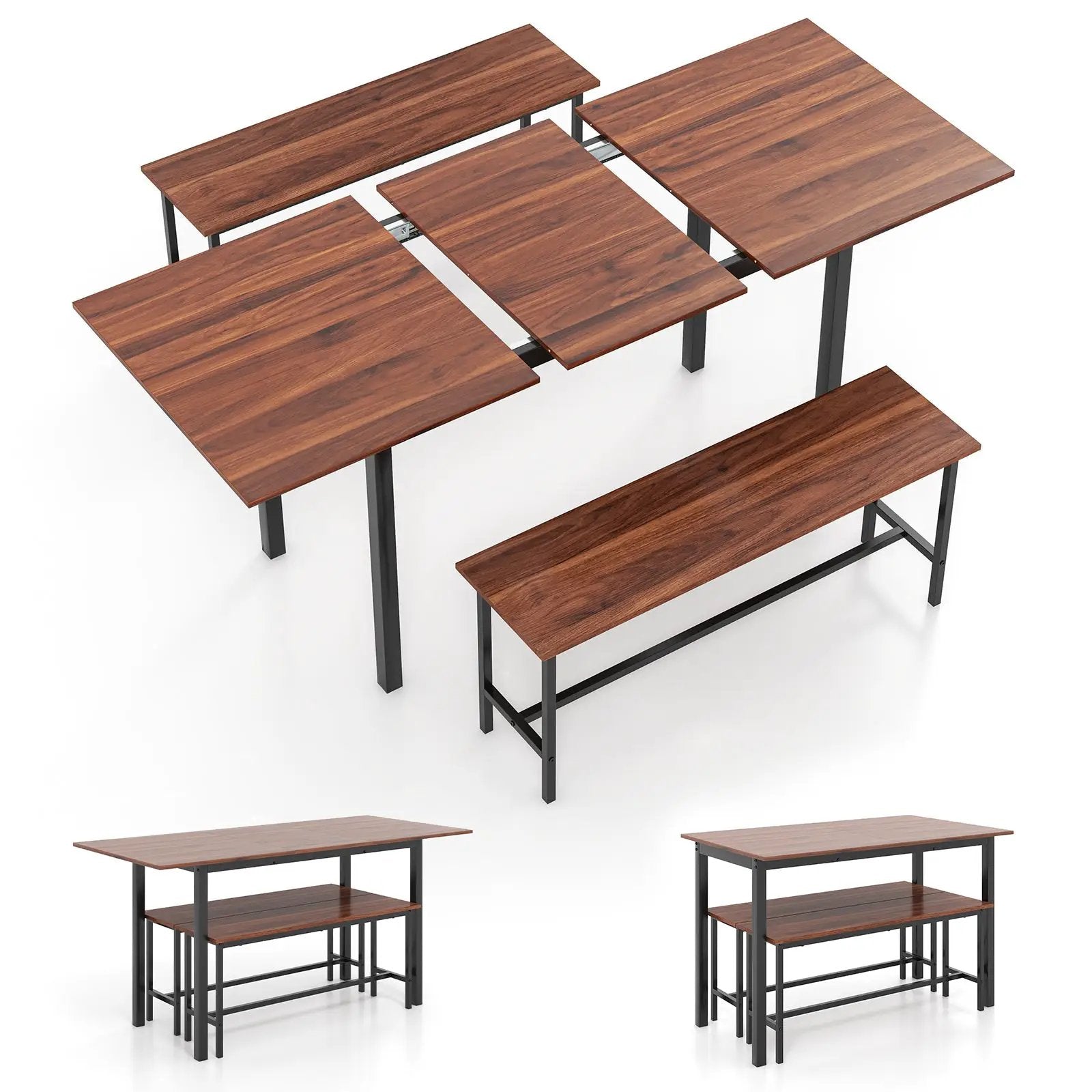 3-Piece Extendable Dining Table Set with 2 Benches by DirectDeals