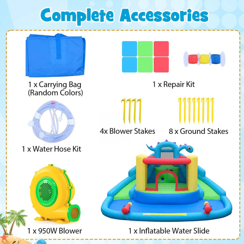 Dinosaur-themed Inflatable Water Slide Park Kids Inflatable Bounce House by DirectDeals