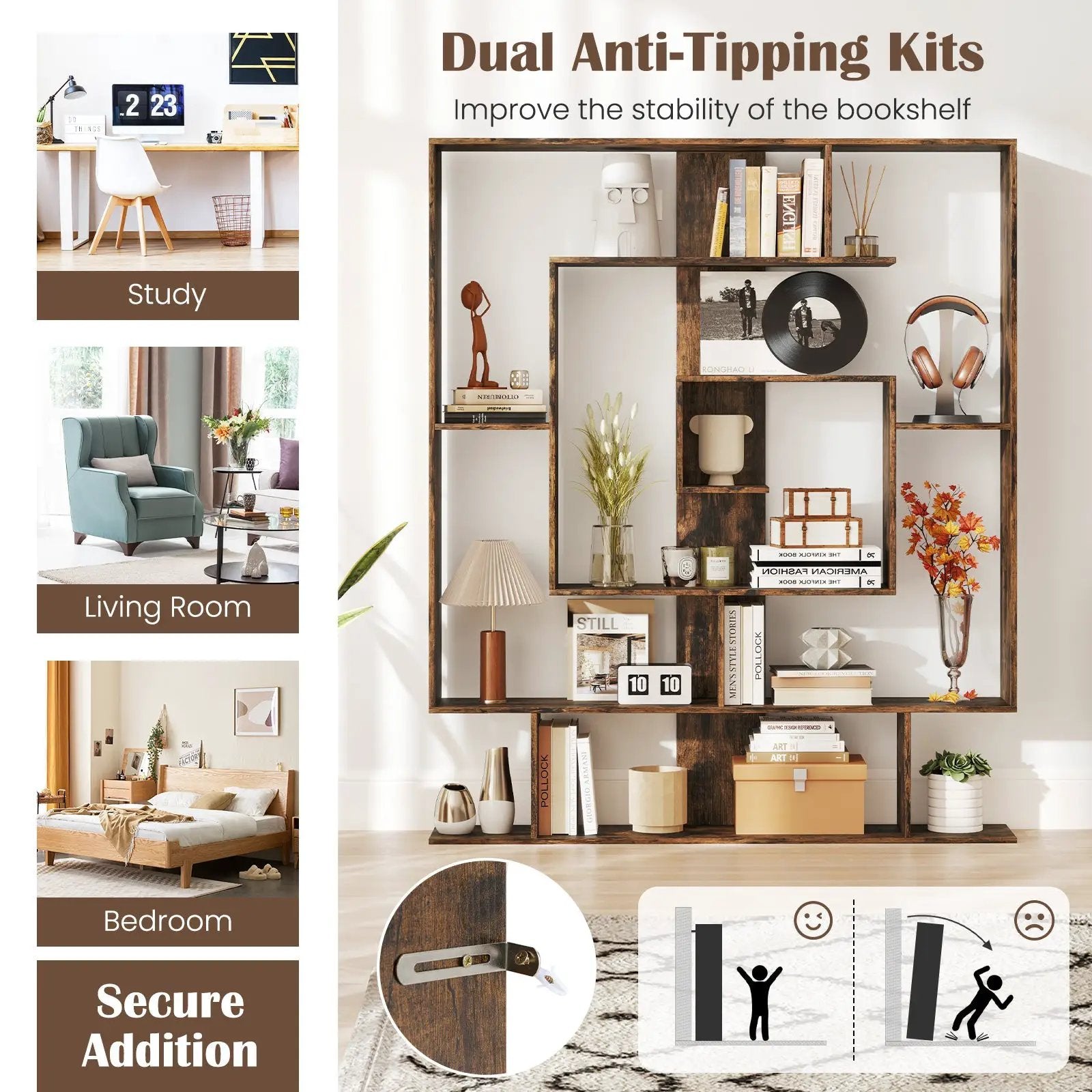 7-Tier Bookshelf Open Display Shelf Rack for Home Office by DirectDeals