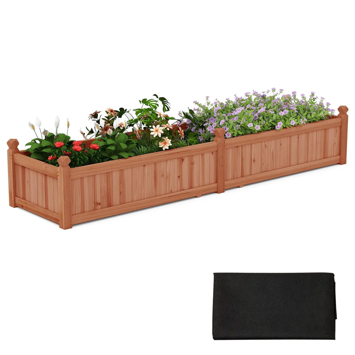 91 x 24 x 16 Inch Divisible Planter Box with Corner Drainage and Non-woven Liner for Growing Vegetables, photo 9 of 9