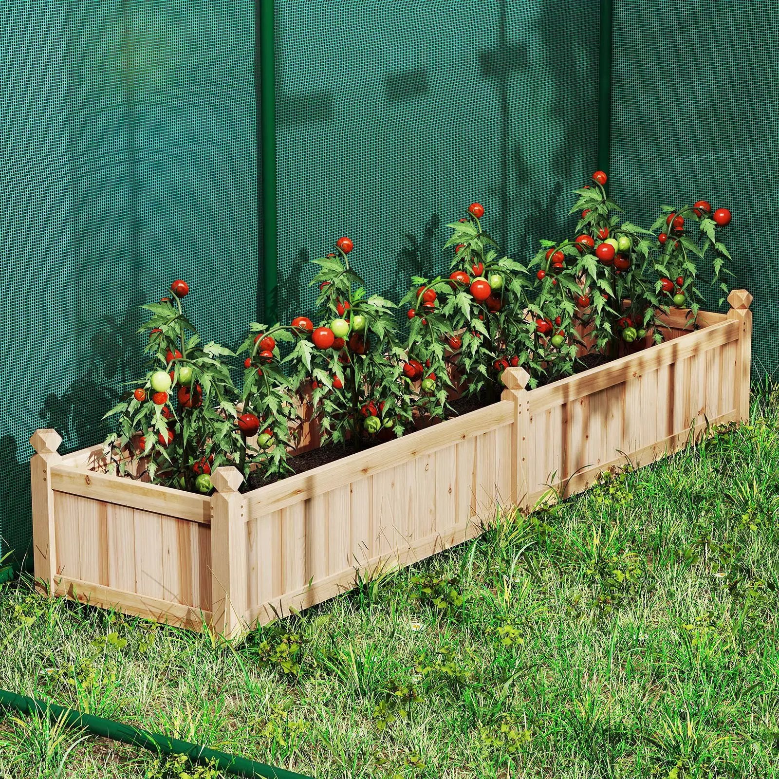 91 x 24 x 16 Inch Divisible Planter Box with Corner Drainage and Non-woven Liner for Growing Vegetables by DirectDeals