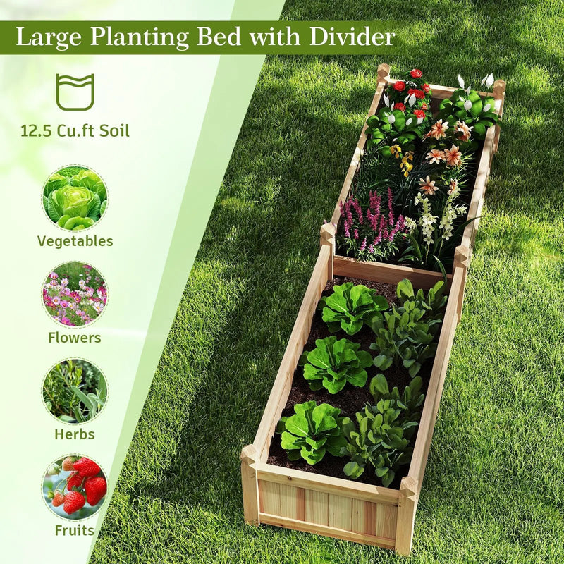 91 x 24 x 16 Inch Divisible Planter Box with Corner Drainage and Non-woven Liner for Growing Vegetables by DirectDeals