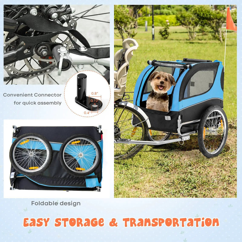 Dog Bike Trailer Foldable Pet Cart with 3 Entrances for Travel by DirectDeals