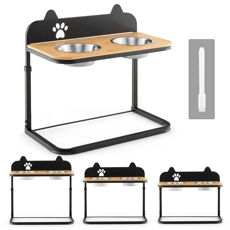 Dog Bowl Stand with 2 Stainless Steel Food Water Bowls by DirectDeals