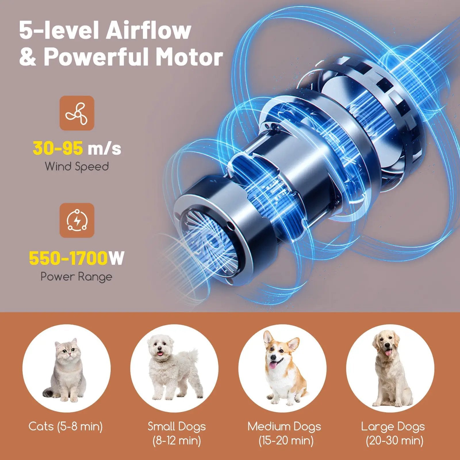 Dog Cat Hair Blower with Negative Ion Function and Adjustable Temperature by DirectDeals