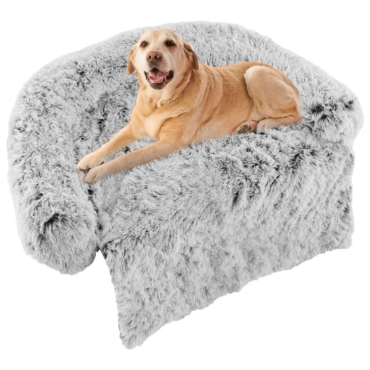 Gray Plush Calming Dog Couch Bed with Anti-Slip Bottom, photo 3 of 10