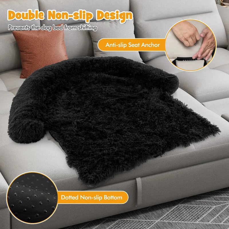 Plush Calming Dog Couch Bed with Anti-Slip Bottom by DirectDeals