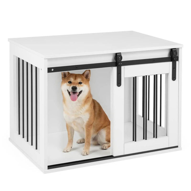 Dog Crate Furniture Heavy Duty Dog Kennel with Sliding Barn Door by DirectDeals