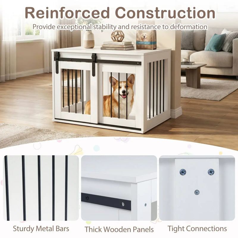 Dog Crate Furniture Heavy Duty Dog Kennel with Sliding Barn Door by DirectDeals
