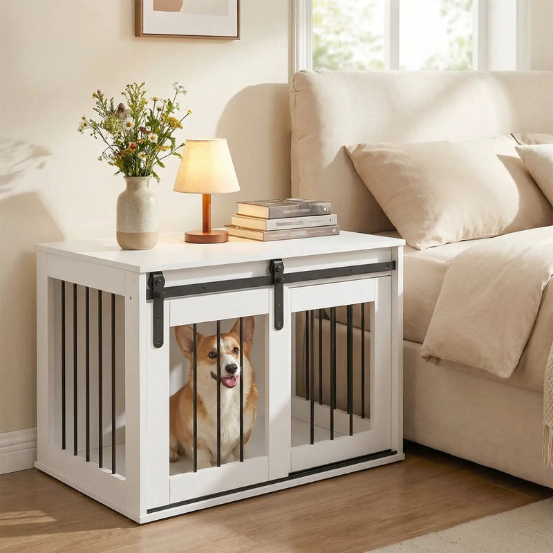 Dog Crate Furniture Heavy Duty Dog Kennel with Sliding Barn Door by DirectDeals