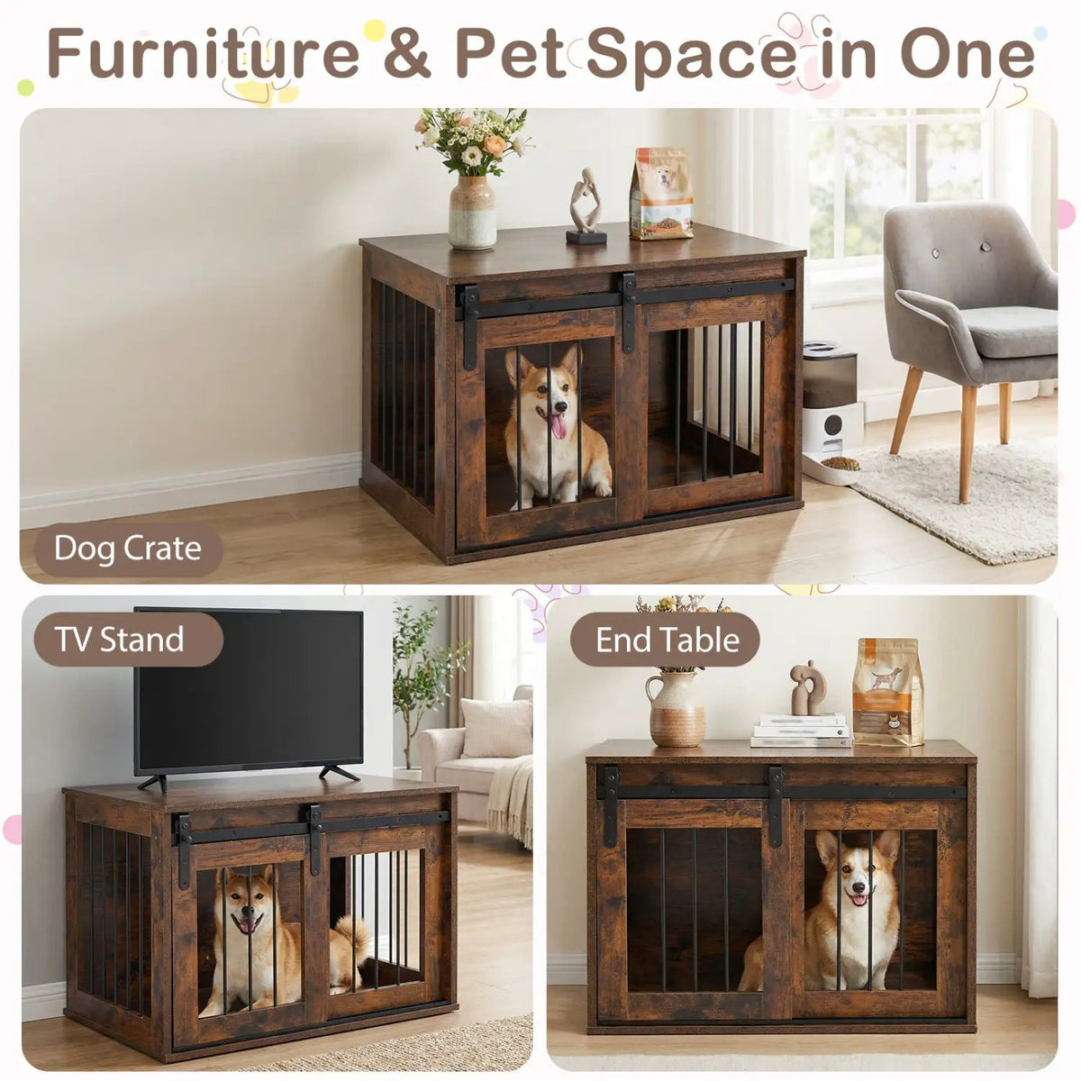 Dog Crate Furniture Heavy Duty Dog Kennel with Sliding Barn Door, packed in its shipping crate 7