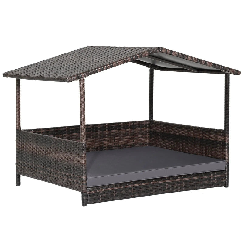 Wicker Dog House with Waterproof Roof and Washable Cushion Cover by DirectDeals