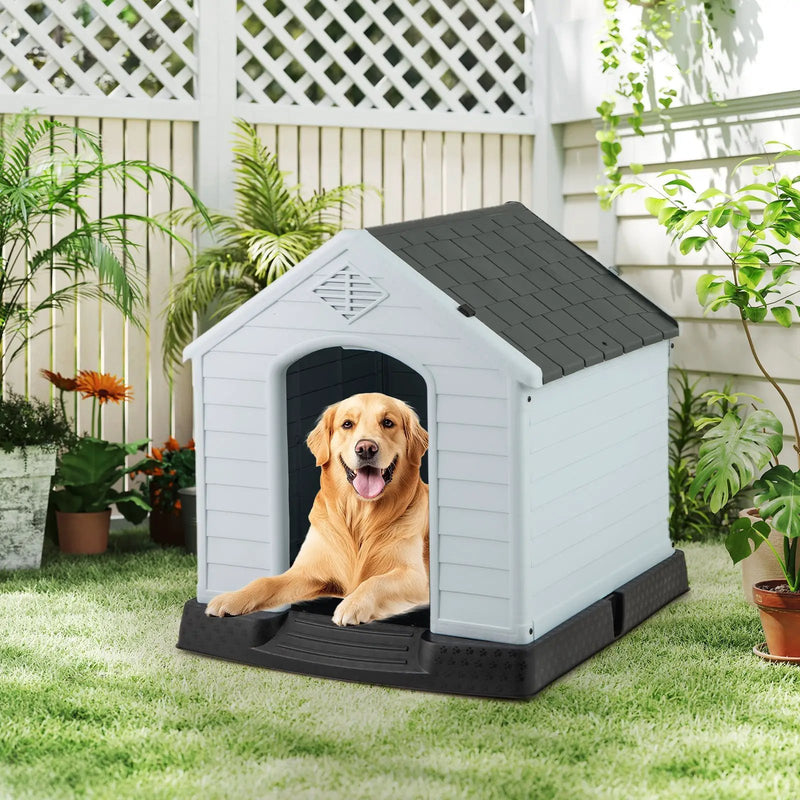 Dog House for Small Dogs Waterproof Plastic with Elevated Floor by DirectDeals