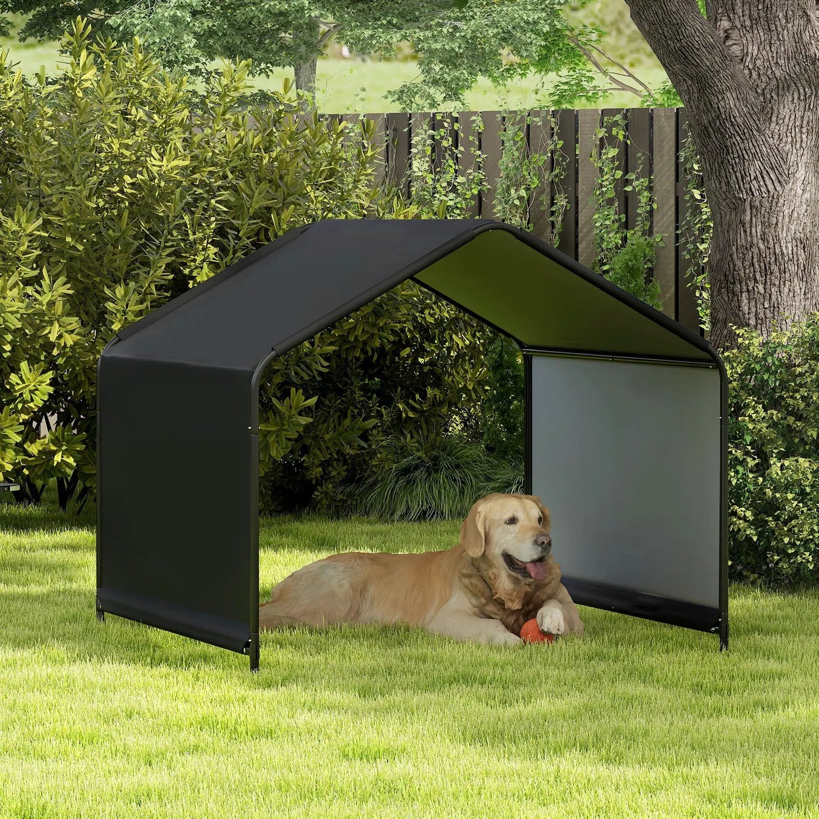 Dog Shade Shelter with Waterproof Roof for Large Medium Small Breeds-Black by DirectDeals