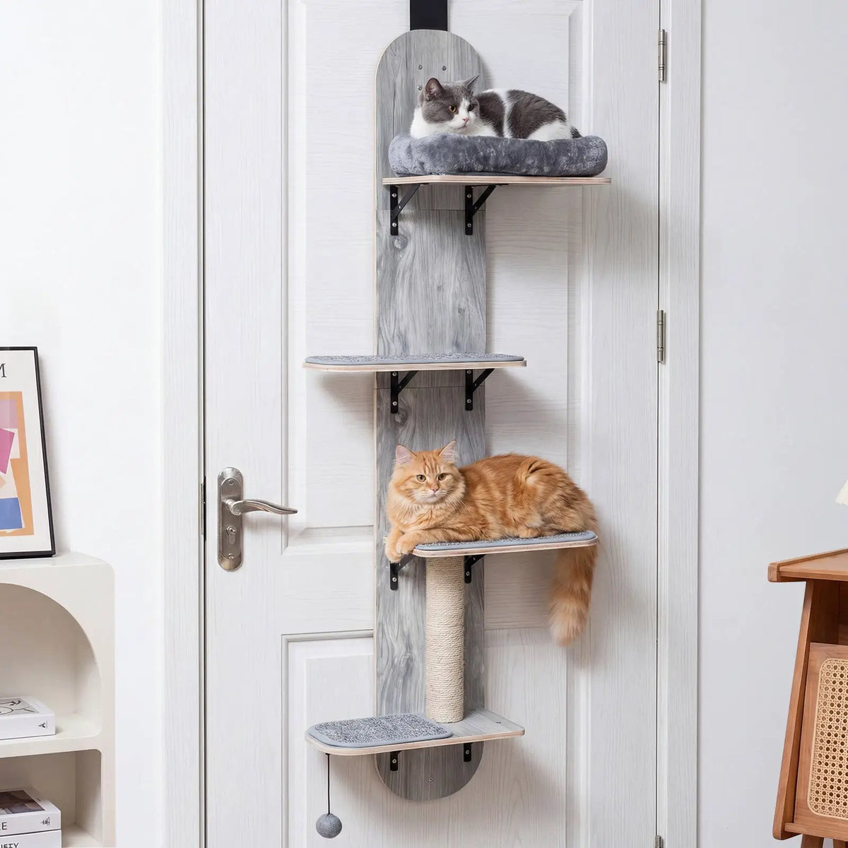 Door Hanging Cat Climber 4-level Height Adjustable with Plush Bed, photo 2 of 16
