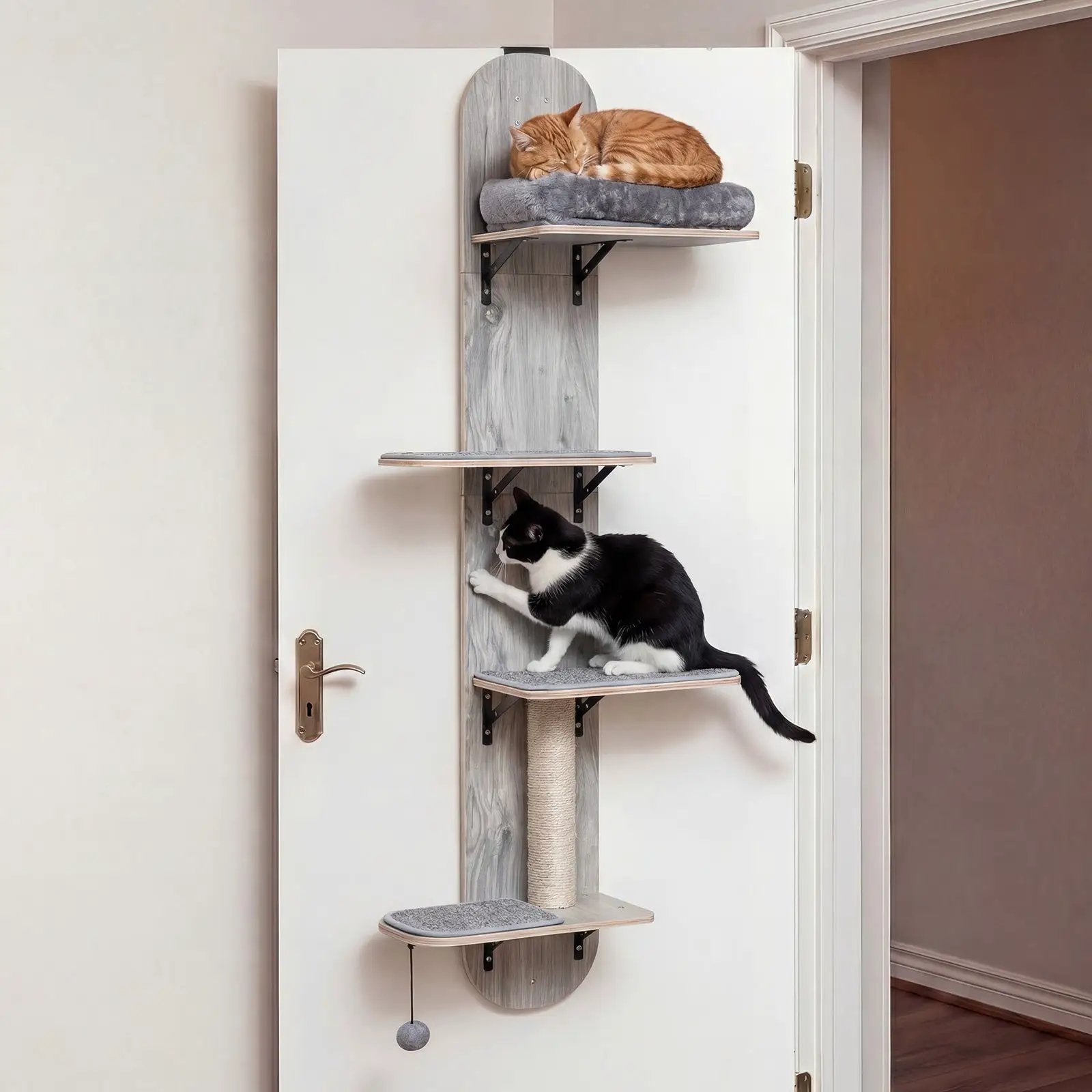 Door Hanging Cat Climber 4-level Height Adjustable with Plush Bed by DirectDeals