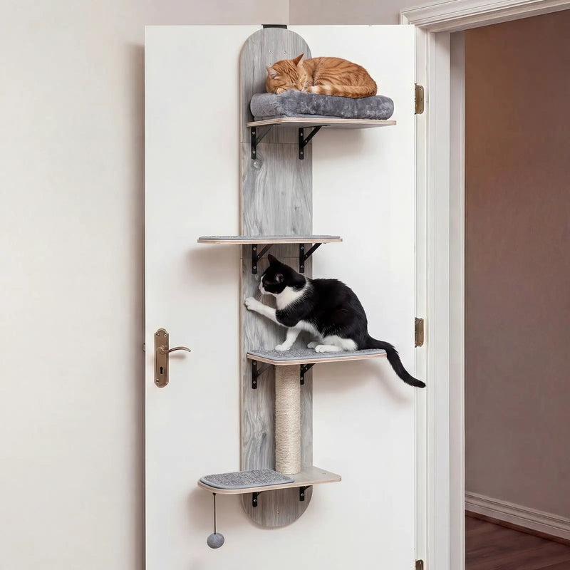 Door Hanging Cat Climber 4-level Height Adjustable with Plush Bed by DirectDeals