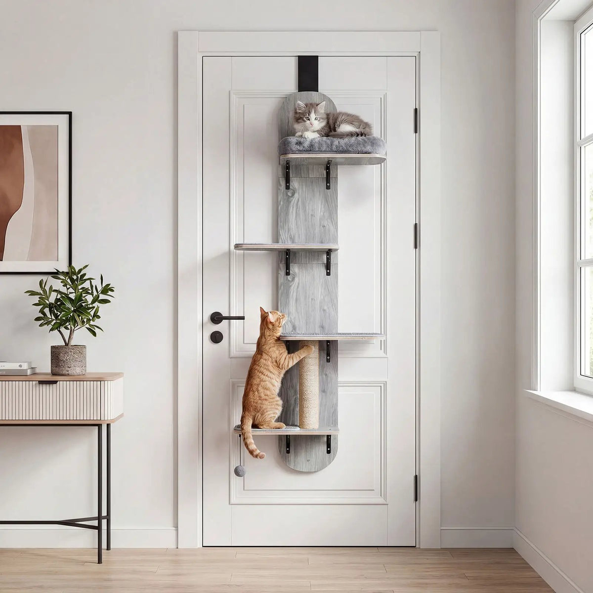 Door Hanging Cat Climber 4-level Height Adjustable with Plush Bed, photo 10 of 16