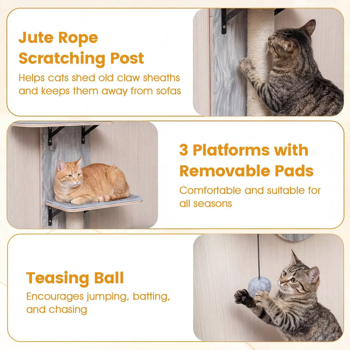 Door Hanging Cat Climber 4-level Height Adjustable with Plush Bed, photo 16 of 16