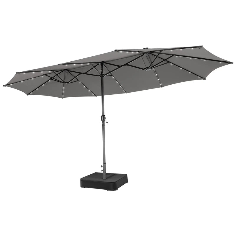 15 Feet Double-Sided Patio Umbrella with 48 LED Lights by DirectDeals