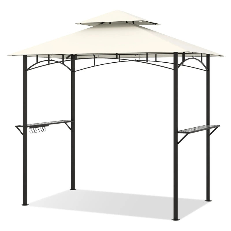 Outdoor Double-Tiered Grill Gazebo Canopy with 2 Shelves and 7 Hooks by DirectDeals
