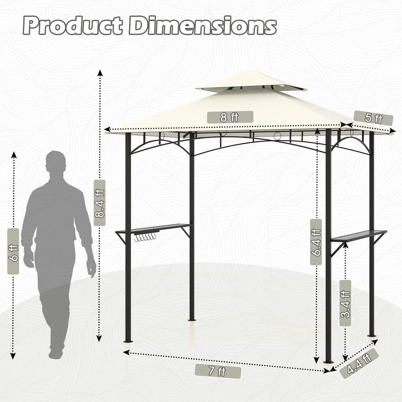 Outdoor Double-Tiered Grill Gazebo Canopy with 2 Shelves and 7 Hooks by DirectDeals