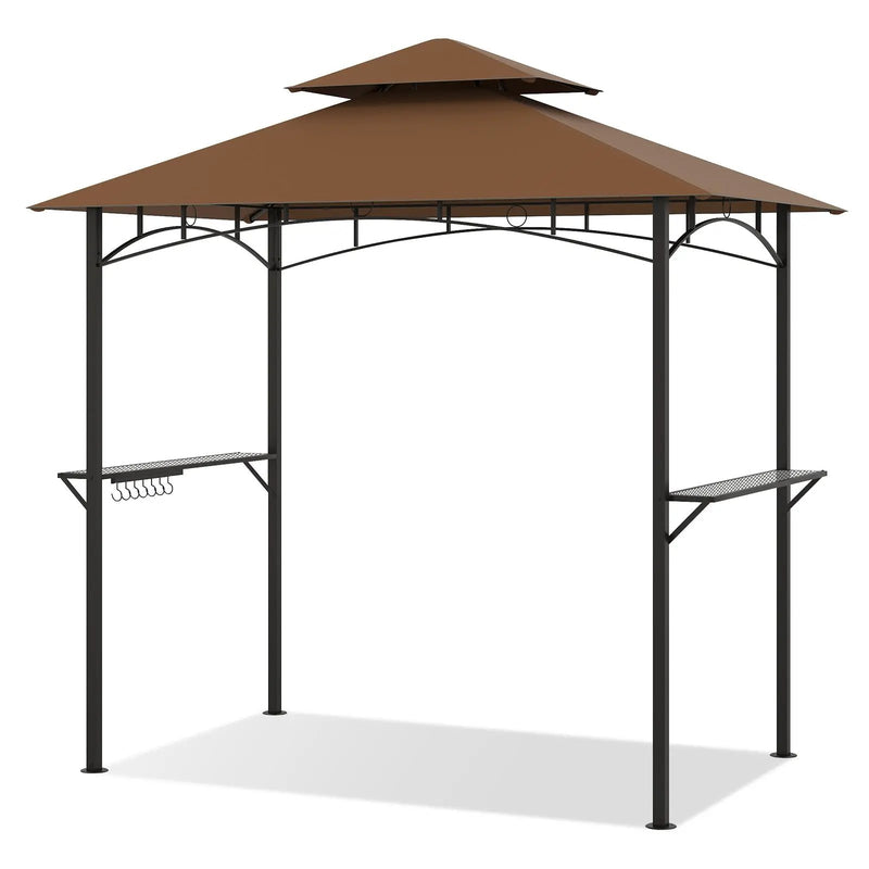 Outdoor Double-Tiered Grill Gazebo Canopy with 2 Shelves and 7 Hooks by DirectDeals