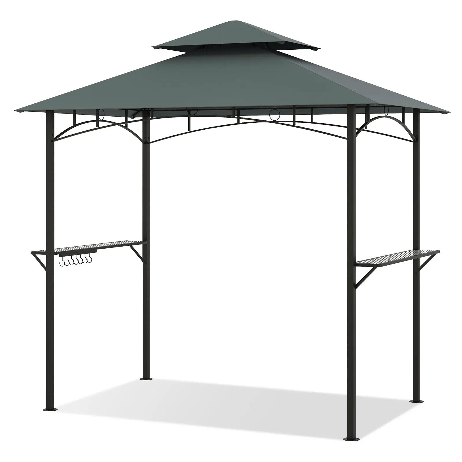 Outdoor Double-Tiered Grill Gazebo Canopy with 2 Shelves and 7 Hooks by DirectDeals