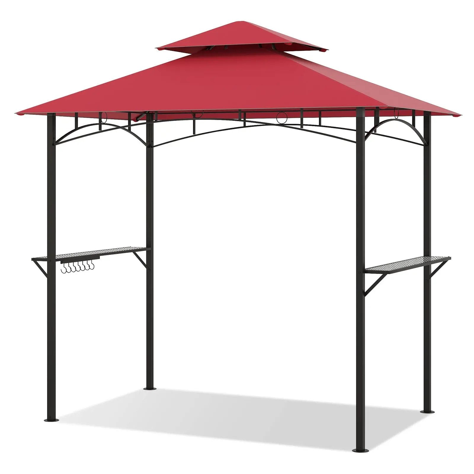 Outdoor Double-Tiered Grill Gazebo Canopy with 2 Shelves and 7 Hooks by DirectDeals